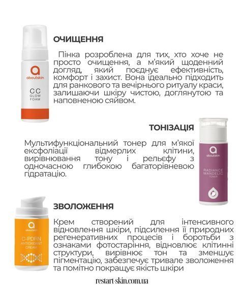 Набір косметики &laquo;ШАЛЕНЕ СЯЙВО&raquo; aboutskin для рівного тону та сяйва as0251 фото